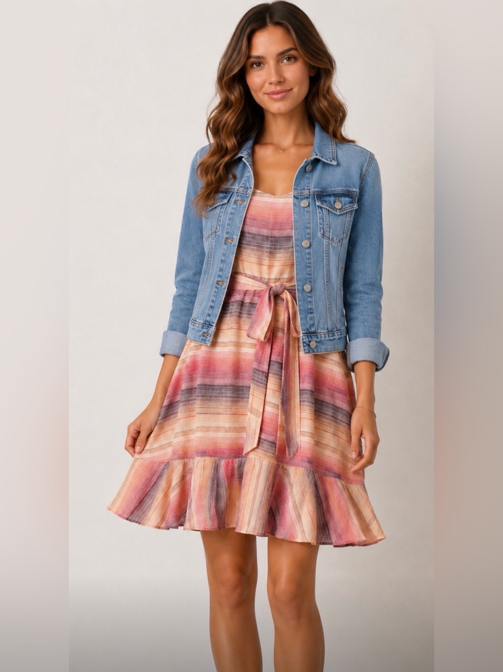 Sugarlips Striped Spaghetti-Strap Mini Dress - Pink Multi